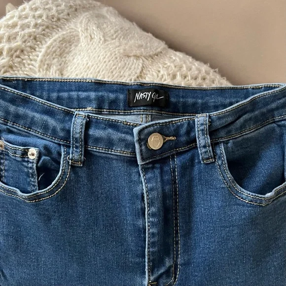 NASTY GAL Stretch HIGH RISE High Waisted SKINNY Soft JEANS UK 10 EU 38 - Picture 7 of 16